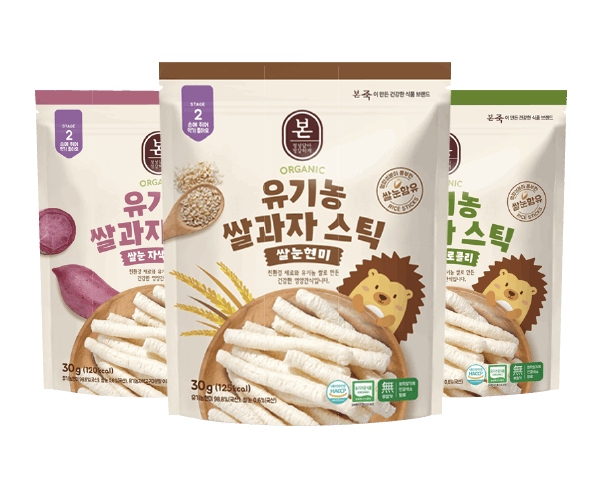 Bon Organic Rice Stick Snack 3 pcs, Broccoli, Brown Rice, Sweet Potato